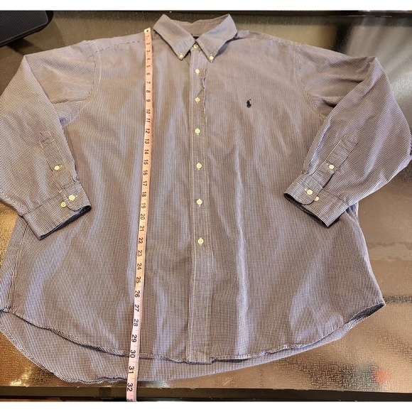 Vintage Ralph Lauren Classic Fit Button Down Mens Dress Shirt 18 34 35 Gingham - Picture 4 of 5